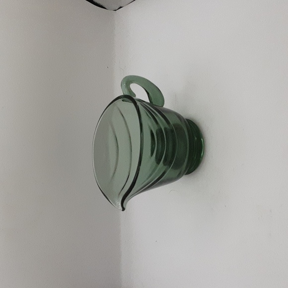 Vintage Molded Glass Footed Creamer Forest Green - Picture 3 of 8
